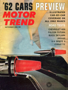 MOTOR TREND 1961 SEPT - IMPALA 409, NEW CARS, BONNEVILLE, JAG 3.8, VETTES
